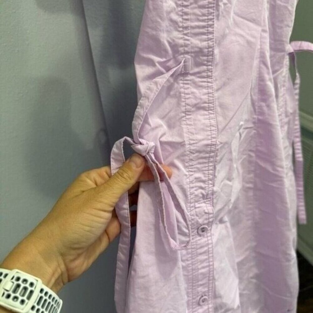 3.1 Phillip Lim Puff Sleeve Side Tie Poplin Flare Dress Midi Length Purple Read• - Picture 5 of 9